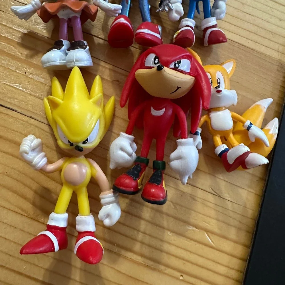 Sonic the Hedgehog Action Figure Lot 6pc Sonic Super Sonic Tails Knuckles Metal